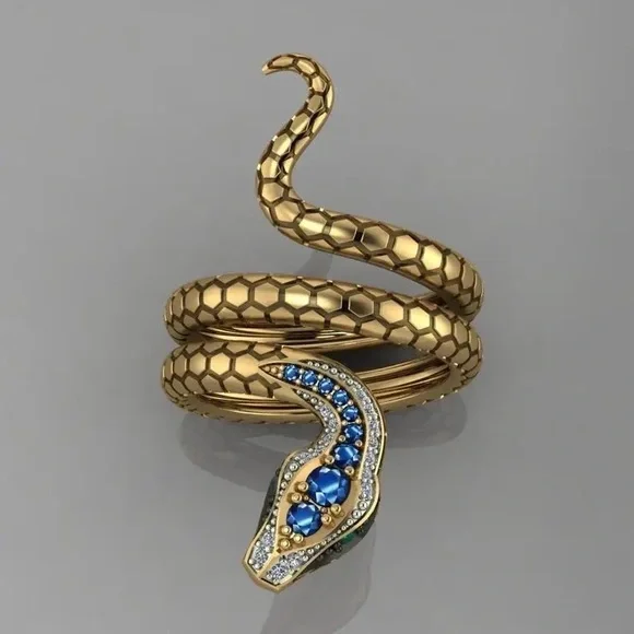 New Unisex Yellow Gold Plated Sapphire Ring - Picture 3 of 5